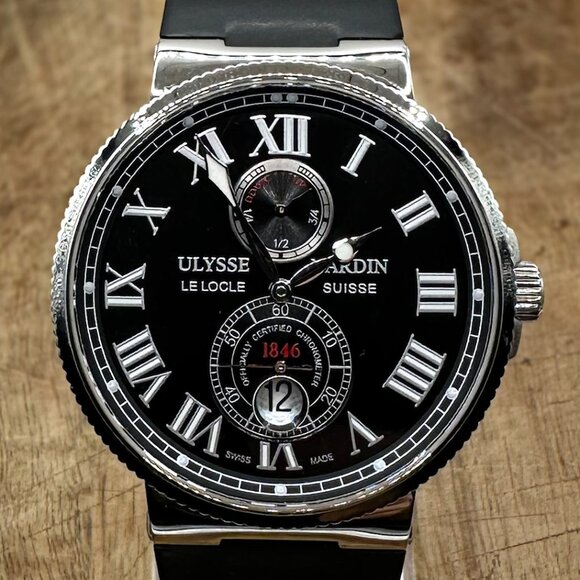 Ulysse Nardin Marine Chronometer 43mm Watch on Leather Strap - Picture 2 of 8